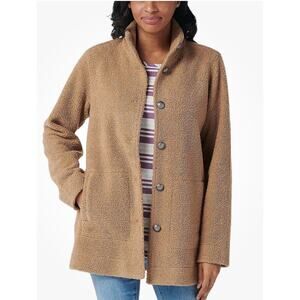 Susan Graver Weekend Knit Boucle Button-Front Jacket Sweet Brown Large A387859